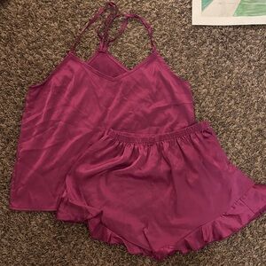 Women's Satin Sleepwear Set in Purple